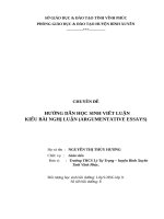 hướng dẫn học sinh viết luận kiểu bài nghị luận argumentative essays