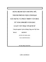 Đảng bộ huyện chương mỹ, thành phố hà nội lãnh đạo xây dựng và phát triển văn hóa từ năm 1998 đến năm 2013