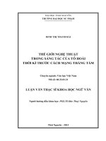Thế giới nghệ thuật trong sáng tác của Tô Hoài thời kỳ trước cách mạng tháng tám
