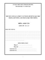 một số cách lựa chọn và sử dụng đồ dùng dạy học trong giờ tiếng anh trung học phổ thông