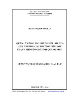 Quản lý công tác chủ nhiệm lớp của hiệu trưởng các trường tiểu học thành phố Uông Bí, tỉnh Quảng Ninh