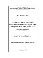 Vai trò của phụ nữ nông thôn trong phát triển kinh tế hộ gia đình ở Huyện Phú Bình, tỉnh Thái Nguyên