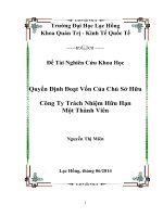 Luận văn kinh tế  Quyền định đoạt vốn của chủ sở hữu công ty trách nhiệm hữu hạn một thành viên