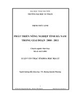 Phát triển nông nghiệp tỉnh Hà Nam trong giai đoạn 2000 đến 2011