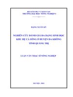 Nghiên cứu đánh giá đa dạng sinh học khu hệ cá sông ở huyện đa krông tỉnh quảng trị