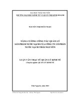 Tăng cường công tác quản lý sản phẩm nước sạch của công ty cổ phẩn nước sạch Thái Nguyên
