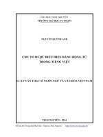 Chu tố được biểu hiện bằng động từ trong Tiếng Việt