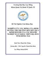 Luận văn kinh tế Nghiên cứu tác động của định hướng thị trường đến kết quả kinh doanh của các doanh nghiệp xuất khẩu trên địa bàn tỉnh đồng nai
