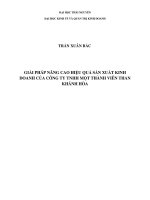 Giải pháp nâng cao hiệu quả sản xuất kinh doanh của công ty TNHH một thành viên than Khánh Hòa