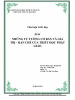 TIỂU LUẬN TRIẾT HỌC NHỮNG TƯ TƯỞNG TRIẾT HỌC PHẬT GIÁO, NHỮNG GIÁ TRỊ VÀ HẠN CHẾ CỦA TRIẾT  HỌC PHẬT GIÁO