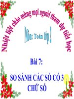 bài giảng toán 2 chương 6 bài 7 so sánh các số có 3 chữ số