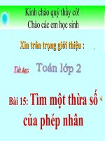 bài giảng toán 2 chương 5 bài 15 tìm một thừa số của phép nhân