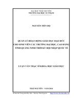 Quản lý hoạt động giáo dục đạo đức cho sinh viên các trường Đại học, Cao đẳng tỉnh Quảng Ninh thời kỳ hội nhập quốc tế