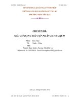 một số dạng bài tập phần dung dịch