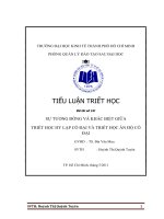 TIỂU LUẬN TRIẾT SỰ TƯƠNG ĐỒNG VÀ KHÁC BIỆT GIỮA TRIẾT HỌC HY LẠP CỔ ĐẠI VÀ TRIẾT HỌC ẤN ĐỘ CỔ ĐẠI
