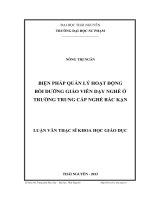 Biện pháp quản lý hoạt động bồi dưỡng giáo viên dạy nghề ở trường trung cấp nghề Bắc Kạn