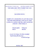 Nghiên cứu ảnh hưởng của kỹ thuật hái đến sinh trưởng, năng suất, chất lượng của giống chè PH1, LDP2 tại huyện anh sơn, tỉnh nghệ an