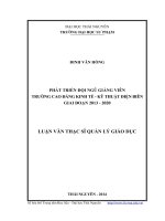 Phát triển đội ngũ giảng viên trường Cao đẳng kinh tế kỹ thuật Điện Biên giai đoạn 2013 đến 2020