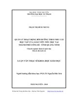 Quản lý hoạt động bồi dưỡng theo nhu cầu học tập của giáo viên tiểu học tại Thành phố Uông Bí tỉnh Quảng Ninh