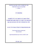 Nghiên cứu tác động của khu công nghiệp đến biến đổi cấu trúc sản phẩm ở địa bàn huyện yên mỹ, tỉnh hưng yên