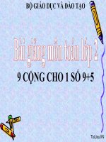 bài giảng toán 2 chương 2 bài 3 9 cộng với một số 9+5