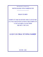 Nghiên cứu một số chỉ tiêu sinh lý, huyết học của ngựa bạch nuôi tại trang trại nghiên cứu và giữ gen động vật quý hiếm hội thú y việt nam