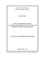 Quản lý hoạt động dạy học tại trung tâm giáo dục và tư vấn việc làm trường cao đẳng dược Phú Thọ