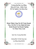 Luận văn kinh tế  Hoàn thiện công tác kế toán doanh thu, chi phí và xác định kết quả kinh doanh tại doanh nghiệp tư nhân thùy linh