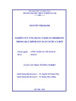Nghiên cứu ứng dụng vi khuẩn probiotic trong quá trình sản xuất nước cà rốt