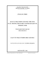 quản lý hoạt động giáo dục thể chất ở các trường trung học cơ sở huyện quế võ, tỉnh bắc ninh