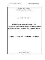 quản lý hoạt động hỗ trợ học tập cho học sinh của bí thư đoàn tncs hồ chí minh các trường thpt huyện tứ kỳ, tỉnh hải dương