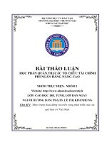 BÀI THẢO LUẬN học PHẦN QUẢN TRỊ các tổ CHỨC tài CHÍNH PHI NGÂN HÀNG NÂNG CAO