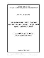 Giải pháp hoàn thiện công tác thu bảo hiểm xã hội bắt buộc trên địa bàn Tỉnh Bắc Ninh