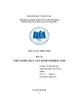 TIỂU LUẬN TRIẾT HỌC CHỦ NGHĨA DUY VẬT KINH NGHIỆM ANH VÀ NHỮNG GIÁ TRỊ VÀ HẠN CHẾ CỦA NÓ