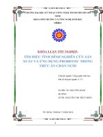 tìm hiểu tình hình nghiên cứu sản xuất và ứng dụng probiotics trong chăn nuôi