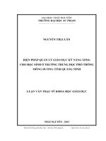 biện pháp quản lý giáo dục kỹ năng sống cho học sinh ở trường trung học phổ thông mông dương tỉnh quảng ninh