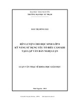 rèn luyện cho học sinh lớp 8 kỹ năng sử dụng yếu tố biểu cảm khi tạo lập văn bản nghị luận