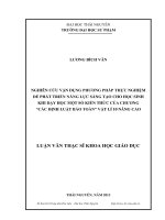 nghiên cứu vận dụng phương pháp thực nghiệm để phát triển năng lực sáng tạo cho học sinh khi dạy học một số kiến thức của chương các định luật bảo toàn vật lý lớp 10 nâng cao