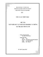 CHỦ NGHĨA DUY VẬT NHÂN BẢN PHOIƠBẮC VÀ NHỮNG GIÁ TRỊ, HẠN CHẾ CỦA NÓ