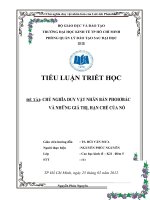 TIỂU LUẬN TRIẾT HỌC CHỦ NGHĨA DUY VẬT NHÂN BẢN PHOIƠBẮC VÀ NHỮNG GIÁ TRỊ, HẠN CHẾ CỦA NÓ