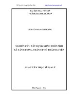 nghiên cứu xây dựng nông thôn mới xã tân cương, thành phố thái nguyên