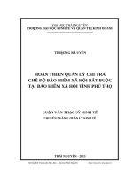 Hoàn thiện quản lý chi trả chế độ bảo hiểm xã hội bắt buộc tại bảo hiểm xã hội tỉnh Phú Thọ