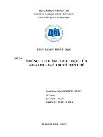 TIỂU LUẬN TRIẾT HỌC TƯ TƯỞNG TRIẾT HỌC CỦA ARIXTỐT GIÁ TRỊ VÀ HẠN CHẾ
