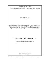 Hoàn thiện công tác dịch vụ khách hàng tại công ty bảo việt nhân thọ Phú Thọ
