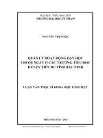 quản lý hoạt động dạy học 2 buổi ngày ở các trường tiểu học huyện tiên du tỉnh bắc ninh