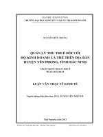 Quản lý thu thuế đối với hộ kinh doanh cá thể trên địa bàn huyện Yên Phong, tỉnh Bắc Ninh