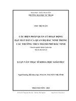 các biện pháp quản lý hoạt động dạy hát dân ca quan họ bắc ninh trong các trường thcs thành phố bắc ninh