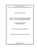 Quản lý thuế đối với doanh nghiệp nhỏ và vừa ở thành phố Việt Trì