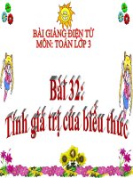 bài giảng toán 3 chương 2 bài 32 tính giá trị của biểu thức