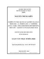 nghiên cứu trắc quang sự tạo phức đa ligan trong hệ 1 - (2 - pyridylazo) - 2 - naphthol (pan-2) - fe(iii) - chcl 2 cooh trong hỗn hợp dung môi nước - axeton và ứng dụng phân tích